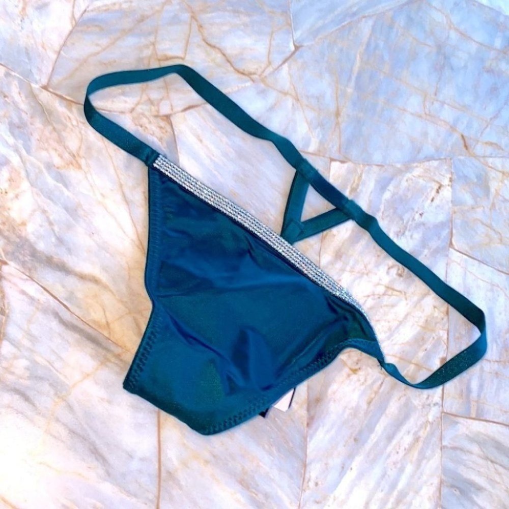 VS VERY SEXY‎ Bombshell Shine V-string Panty Shimmer Shine Crystal Band Green XS